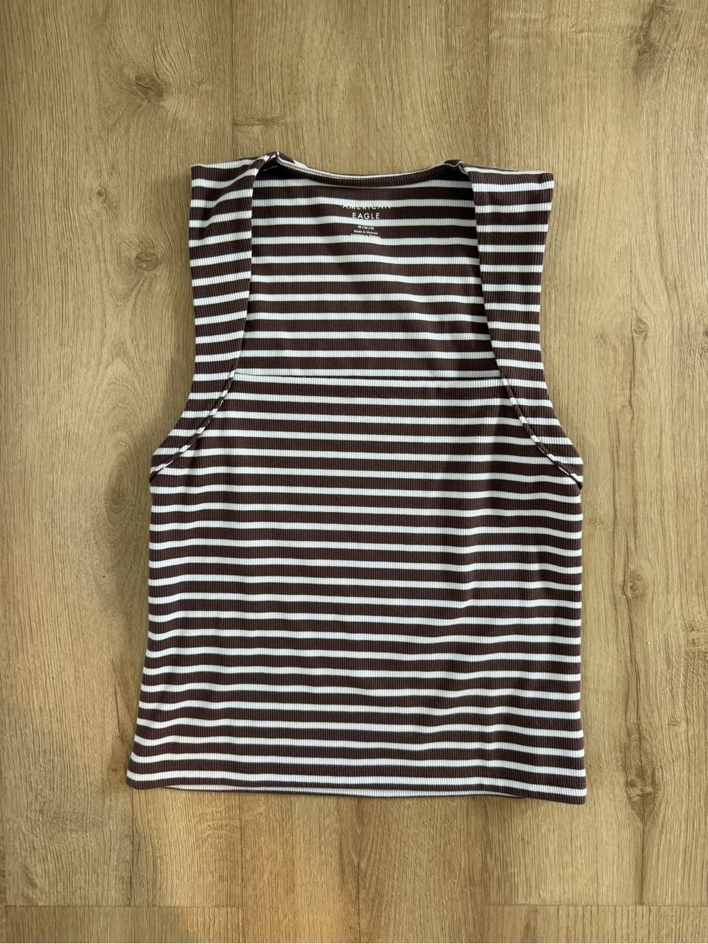 American Eagle Striped Tank Top in Brown & White Size Medium